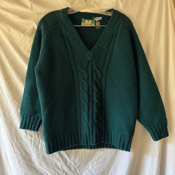 Other - Vintage 90’s Men’s 100% Shetland wool Green Cable Knit Sweater